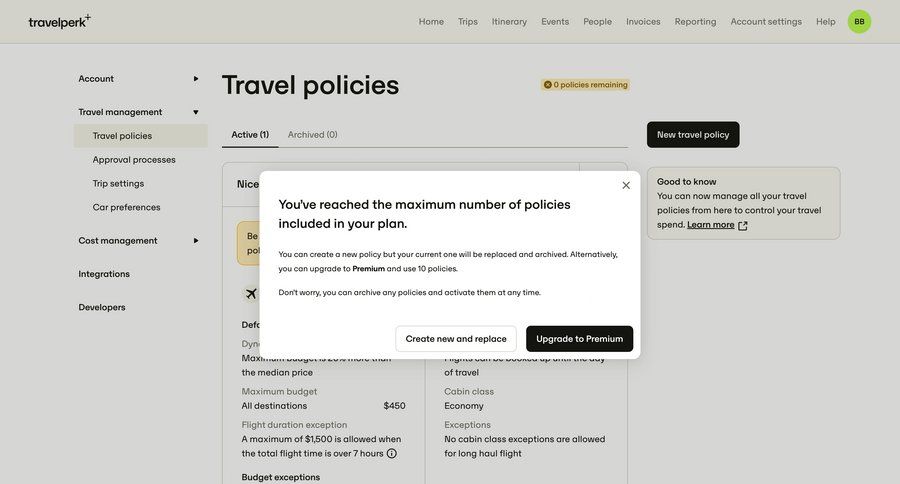 Travelperk
				settings ui page example