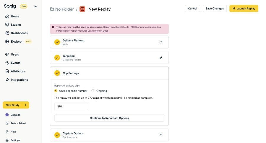 Sprig
			settings form application download form user research alert create desktop download mobile ui page example