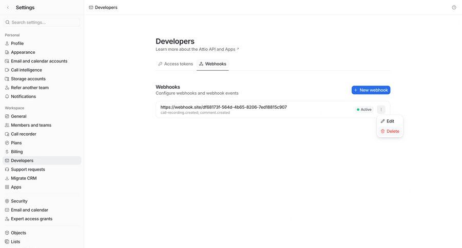 Attio
			 api integrations ui page example