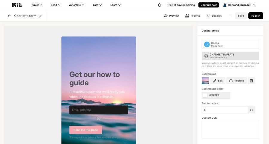 Kit
			design editor form editor style customization template selection sidebar modern ui page example