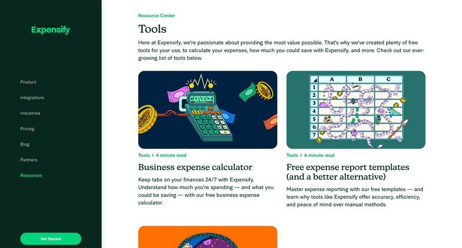Expensify
			 free templates features management auth signup create new account register alternatives case studies check out pay bill download report pricing calculator ui page example