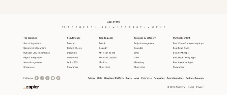 Zapier
				list ui page example
