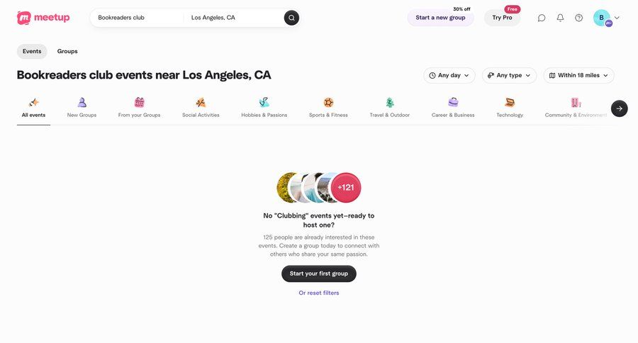 Meetup
				empty state ui page example