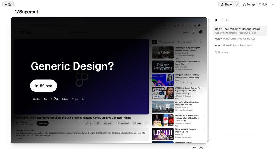 Supercut
			 design split screen content recommendation content discovery video player menu download progress bar ui page example