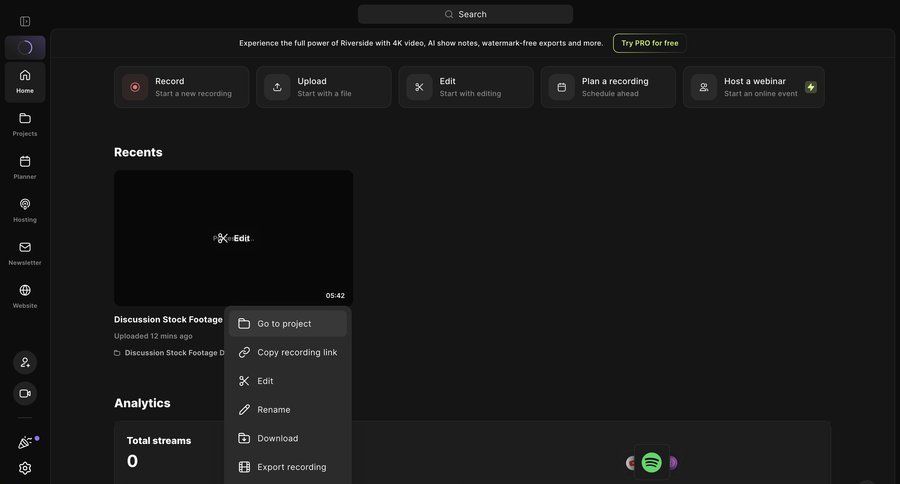 Riverside
			 quick actions ui page example
