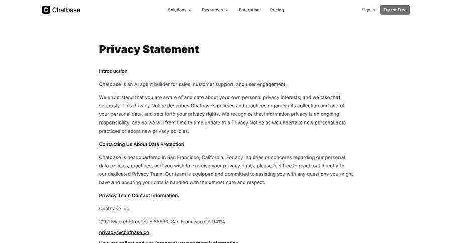 Chatbase
				privacy policy ui page example