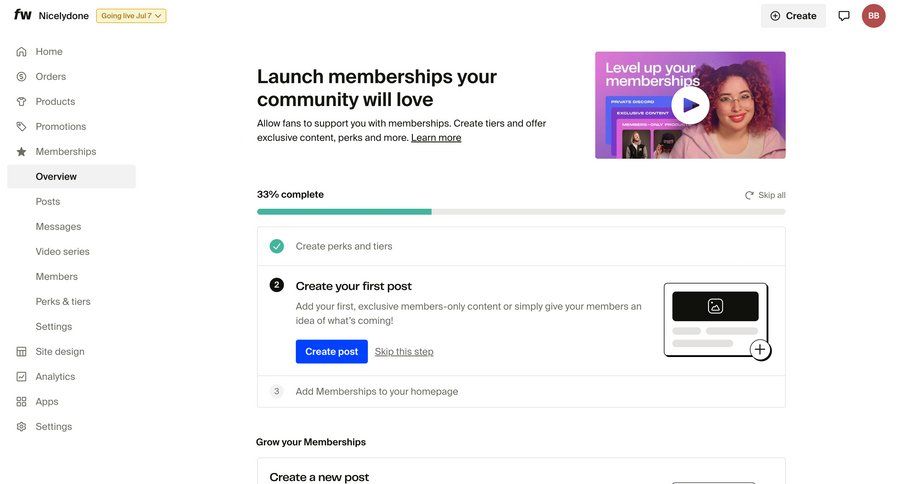 Fourthwall
			 e-commerce dashboard grid onboarding progress tracking tutorial guide setup progress bar ui page example