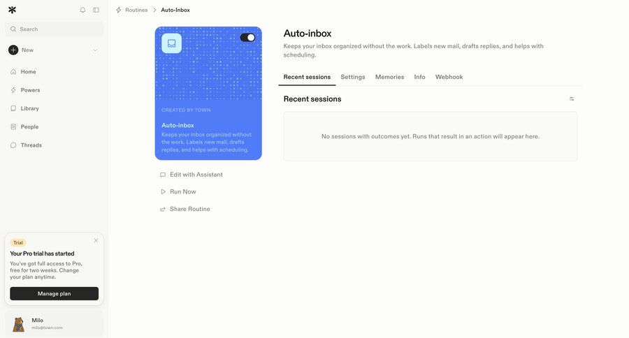 Town
			 workflow builder email management trial banner ui page example