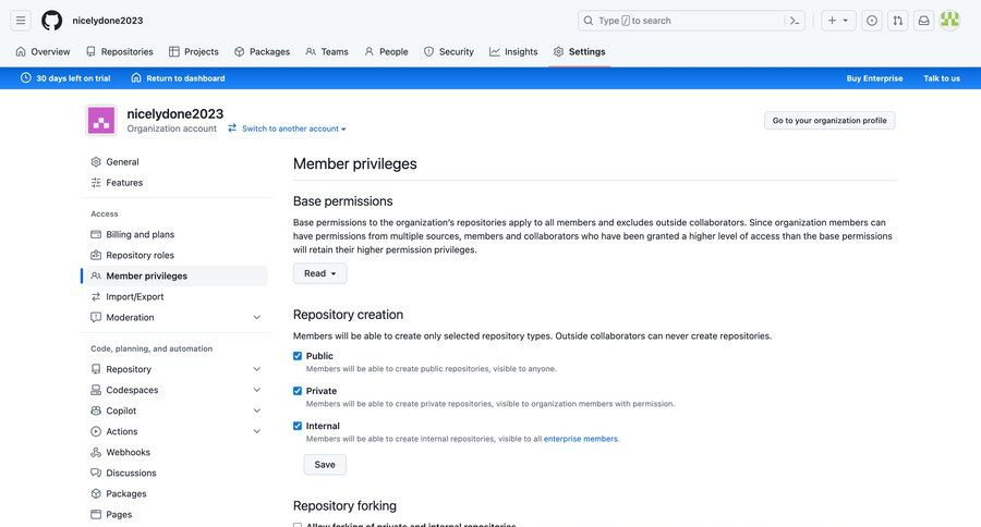 Github
			 sidebar settings form security access control permissions team management user permissions permission management configuration organization management organization settings user role save changes enterprise settings access controls comment mode ui page example