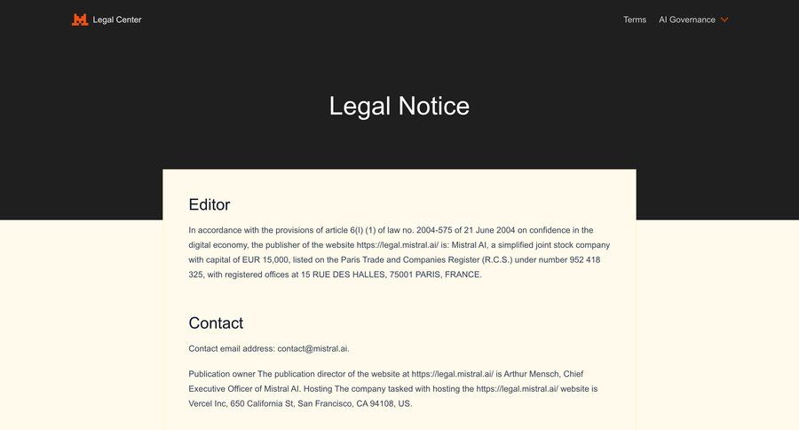 Mistral
				legal ui page example
