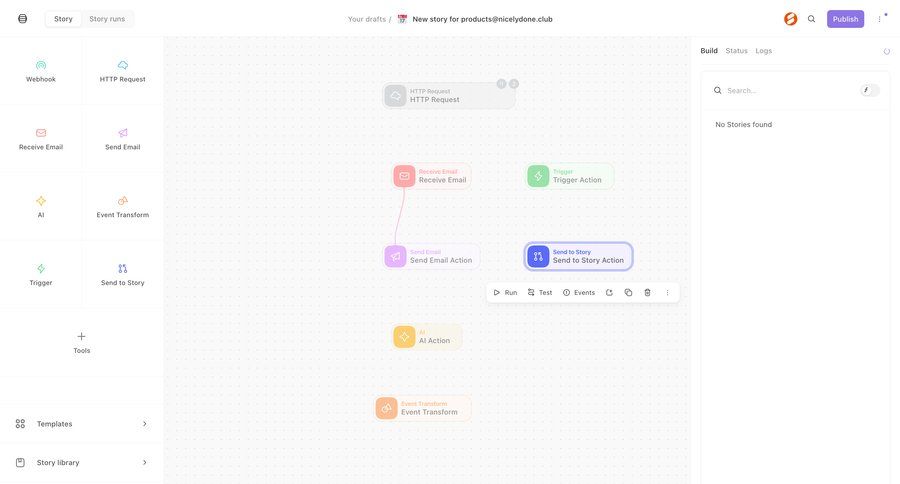Tines
			 sidebar navigation grid workflow automation workflow management workflow builder workflow creation drag and drop workflow configuration sidebar create menu integration ui page example