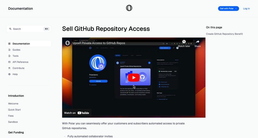 Polar
			 free plan free tier billing history doc documentation docs quick keys transaction history ui page example