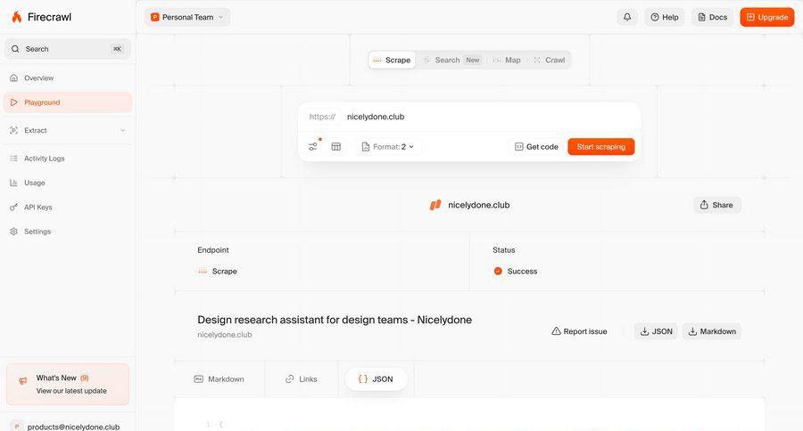 Firecrawl
			 dashboard sidebar menu sharing ui page example