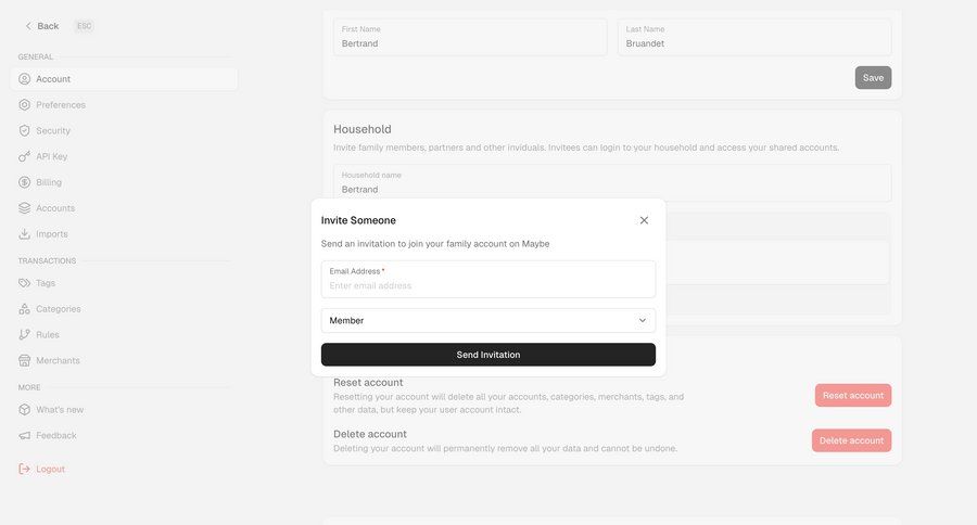 Maybe Finance
				settings ui page example