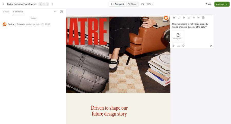 Workflow
			detail page content editor comments & reactions history collaboration e-commerce review ui page example