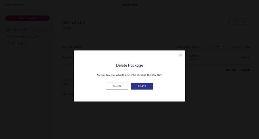 Mangomint
			 modal screen delete confirmation modal dialog confirmation screen cancel deletion confirmation message ui page example