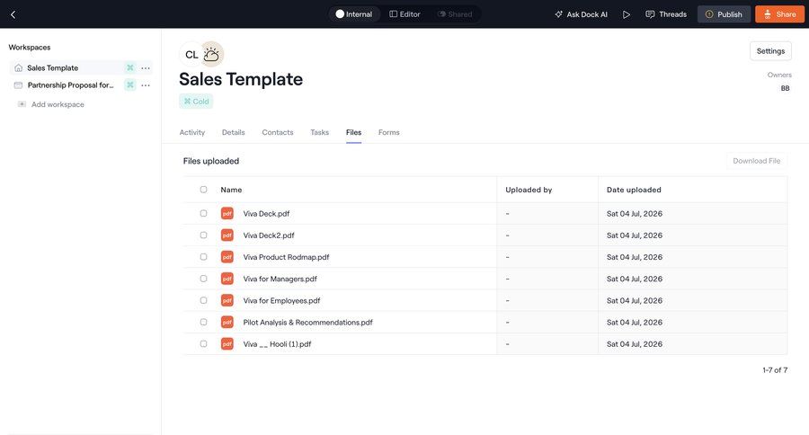Dock
			 file management b2b saas ui page example