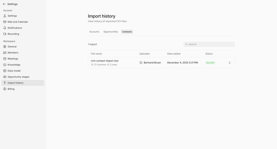 Lightfield
			 data import audit log ui page example