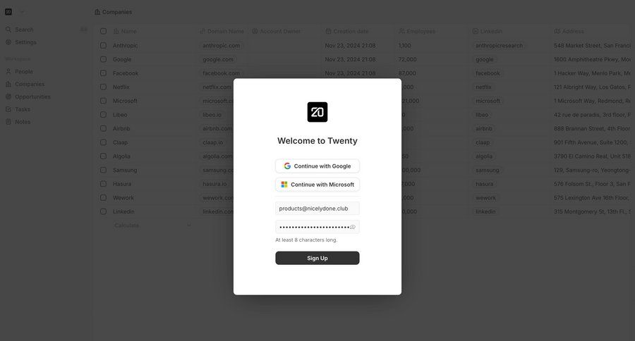Twenty screen example