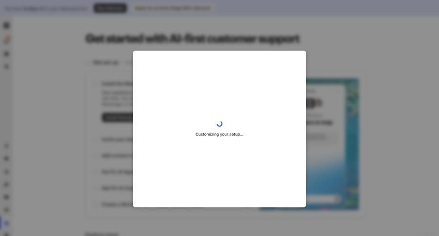 Intercom
			 onboarding progress bar account setup progress setup loading modal screen artificial intelligence spinner loader ui page example