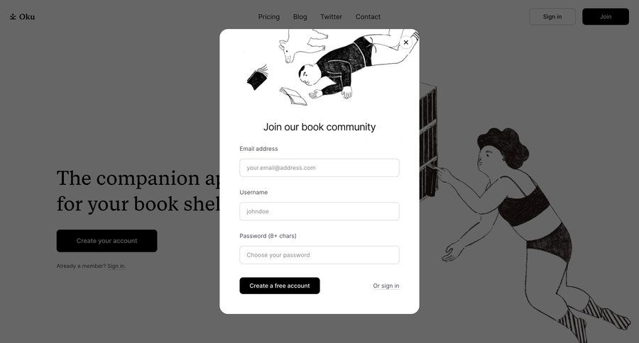 Oku
				signup page example