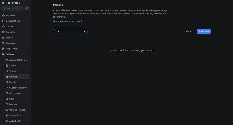 Chatwoot
			 channel management ui page example