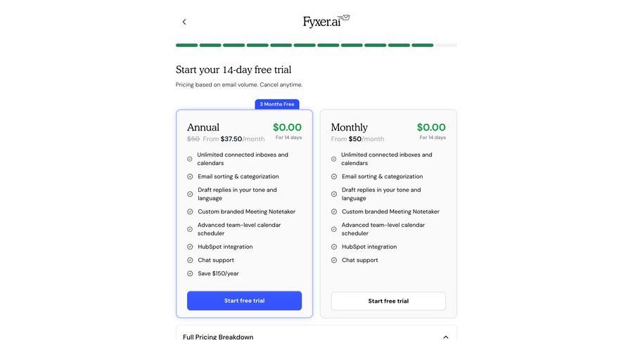 Fyxer
				onboarding ui page example