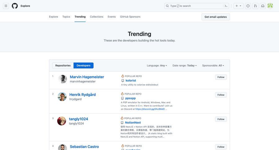 Github
			list detail page followers & following dropdown filters option menu ui page example