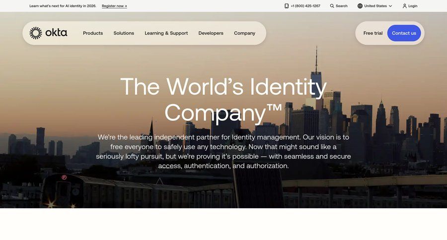 Okta
				landing page ui page example