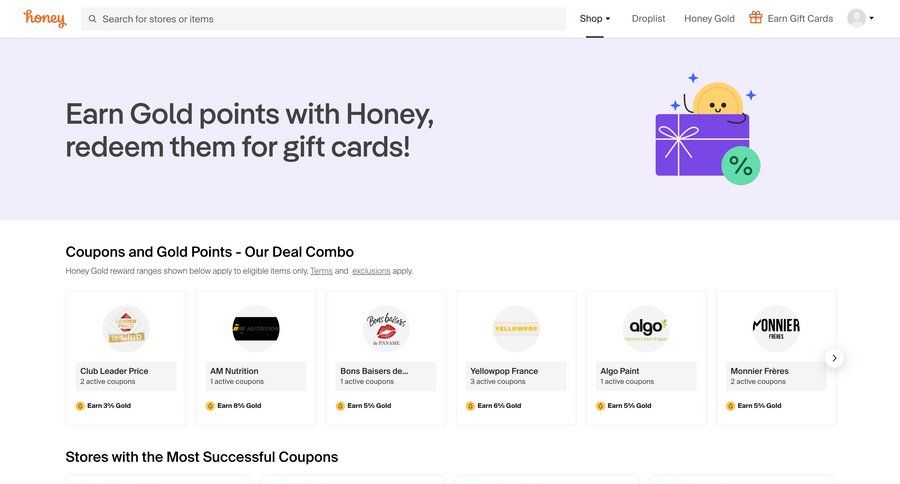 Honey
				home page example