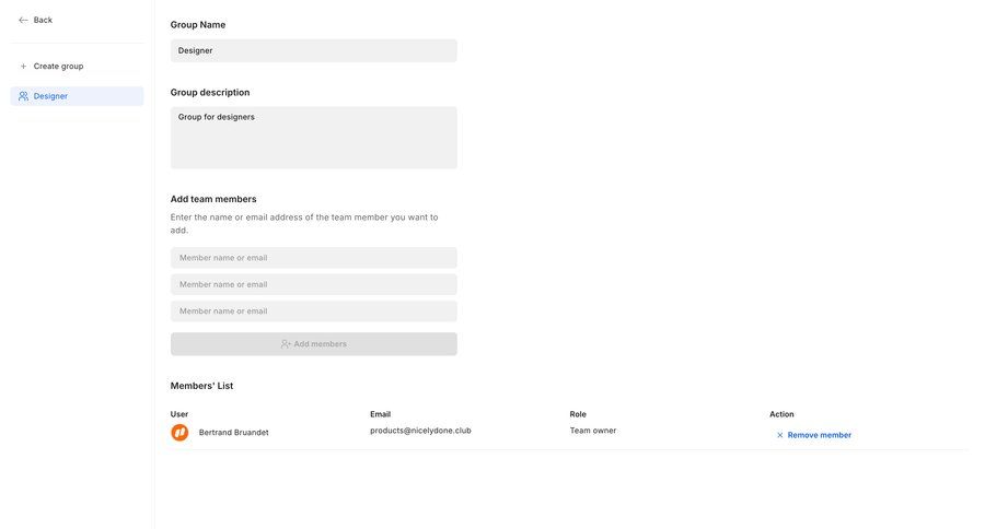 Creatopy
			 collaboration settings user management onboarding form list management ui page example