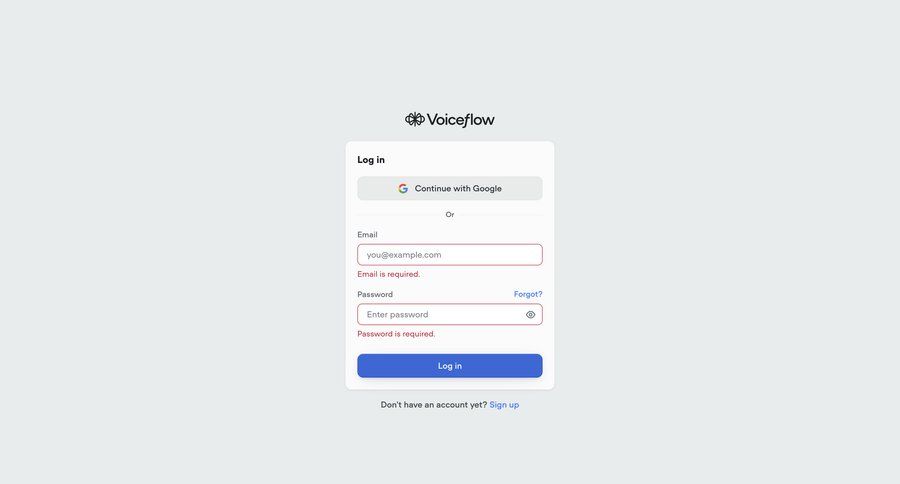 Voiceflow
			 authentication login page ui page example
