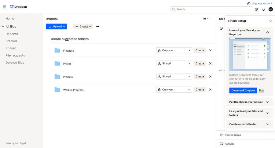 Dropbox
			         ux ui design