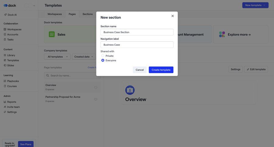 Dock
			 content management form confirmation template library radio group template creation b2b saas ui page example