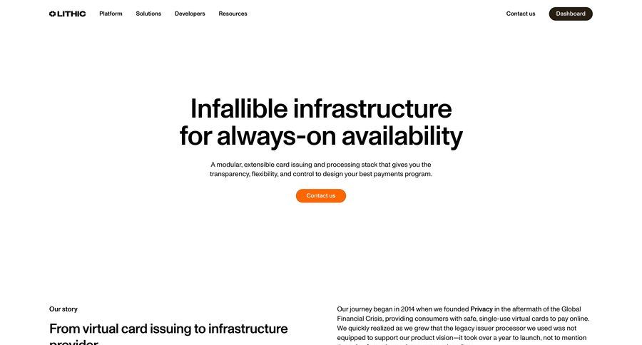 Lithic
				landing page ui page example