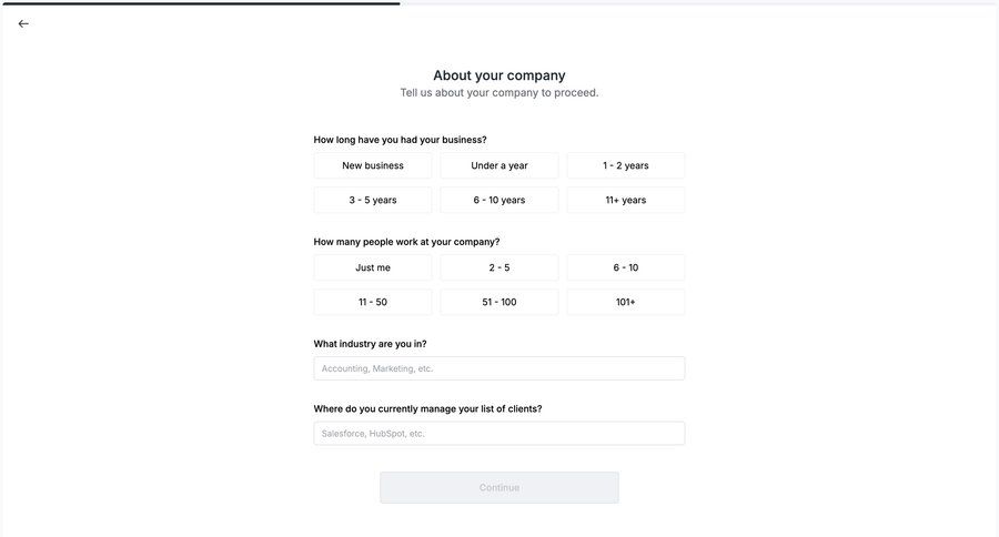 Assembly
			 account setup ui page example