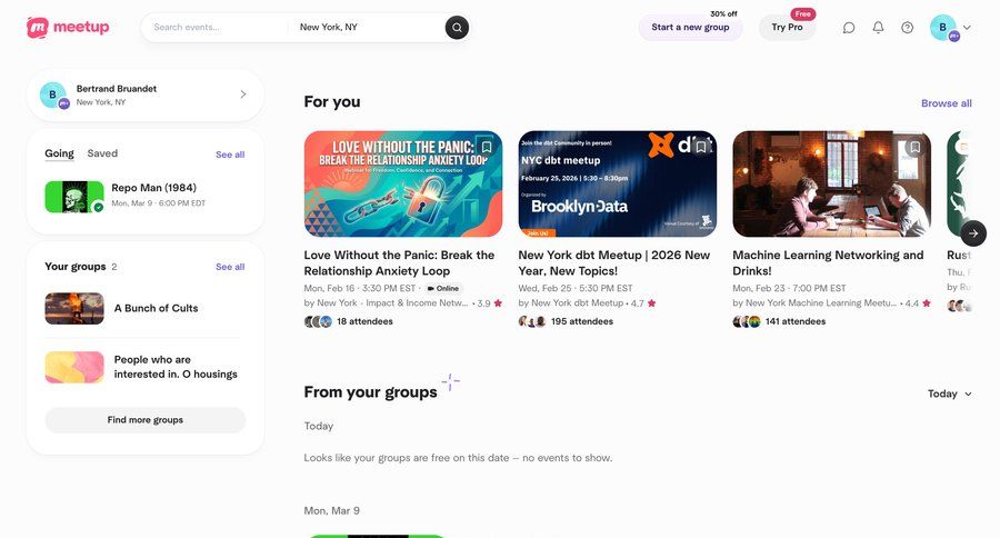 Meetup
				profile ui page example