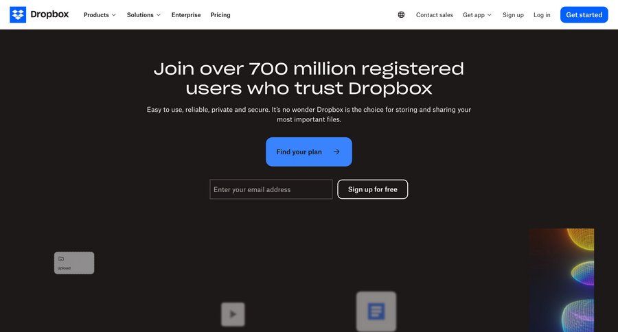 Dropbox
page example