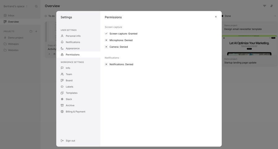 Workflow
			menu settings permission management ux ui design
