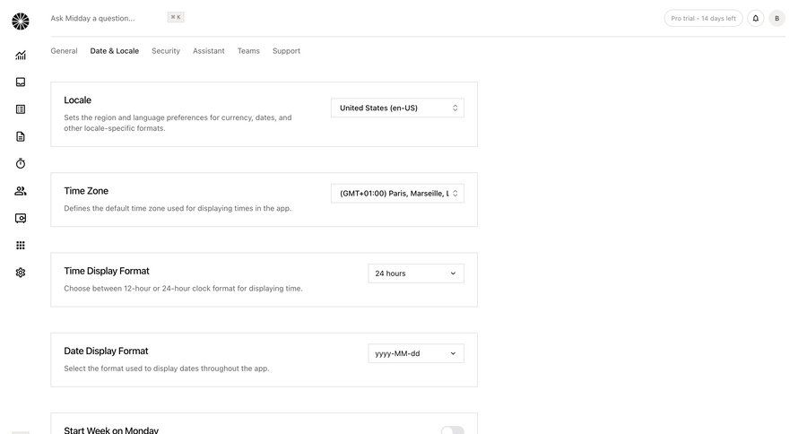 Midday
			settings language settings account settings configuration settings form preferences localization ui page example