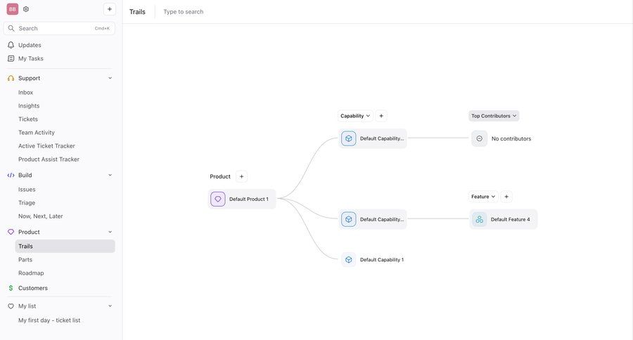 DevRev
			 team collaboration sidebar navigation tree view expandable sections sidebar menu features modern ui page example