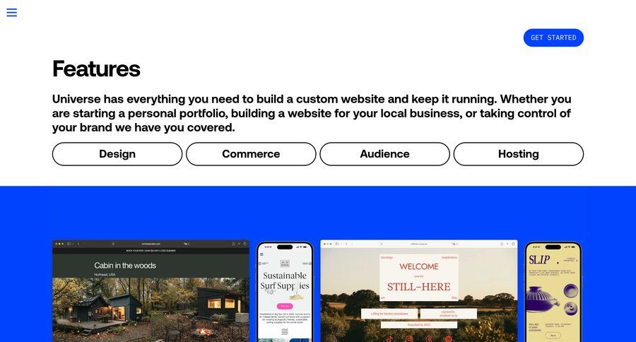 Universe
				feature ui page example