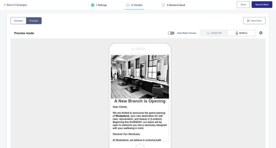 Mangomint
			 content management email review ui page example