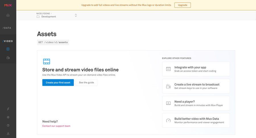 Mux
				dashboard & stats page example