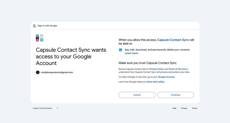 Capsule
			 account management data security ui page example