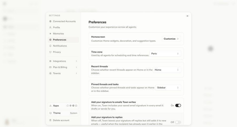 Town
			 configuration settings sidebar navigation account management modal dialog account settings notification management integration management sidebar settings modal ui page example