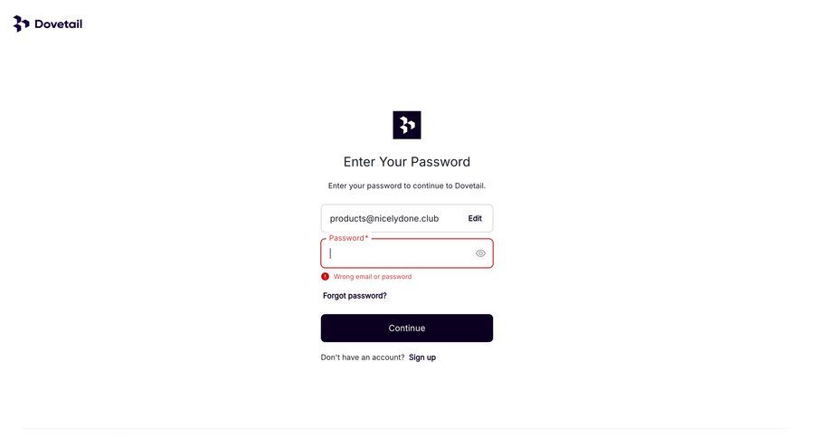 Dovetail
				signin ui page example