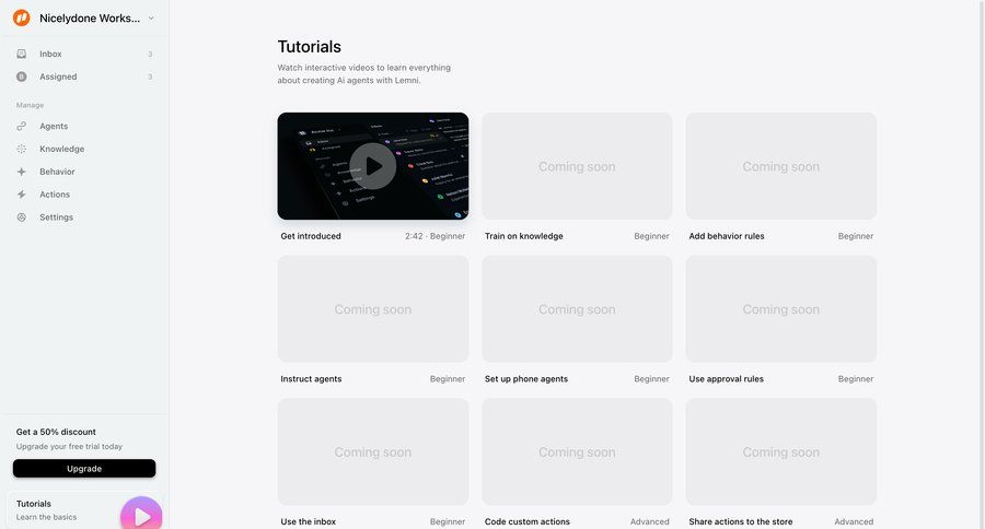 Lemni
			 sidebar navigation artificial intelligence grid onboarding coming soon call intelligence tutorial sidebar card layout ui page example