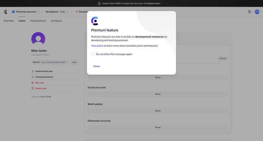 Clerk
			 modal screen settings user management account management user settings account settings rounded corners call to action user profile user change password premium ui page example