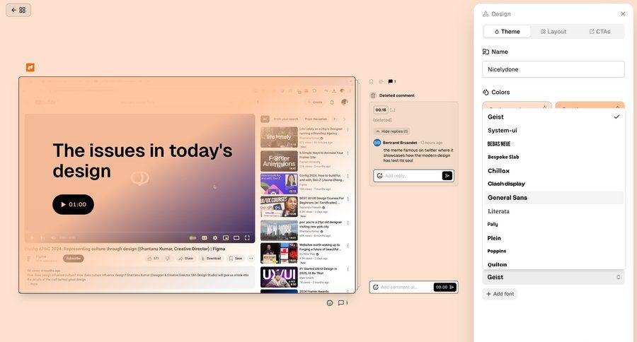 Supercut
			 configuration settings design video player video editor typography menu comment mode ui page example